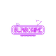 Neon Subscribe logo with purple colour | Glowing subscribe icon sign sticker png | Transparent Subscribe Image