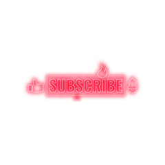 Neon Subscribe logo with red colour | Glowing subscribe icon sign sticker png | Transparent Subscribe Image