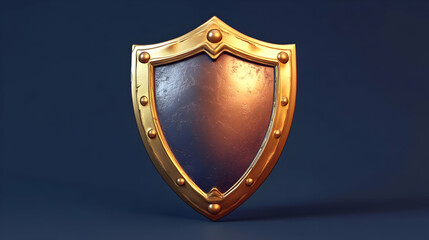 Gold And Dark Metal Shield 3d Render