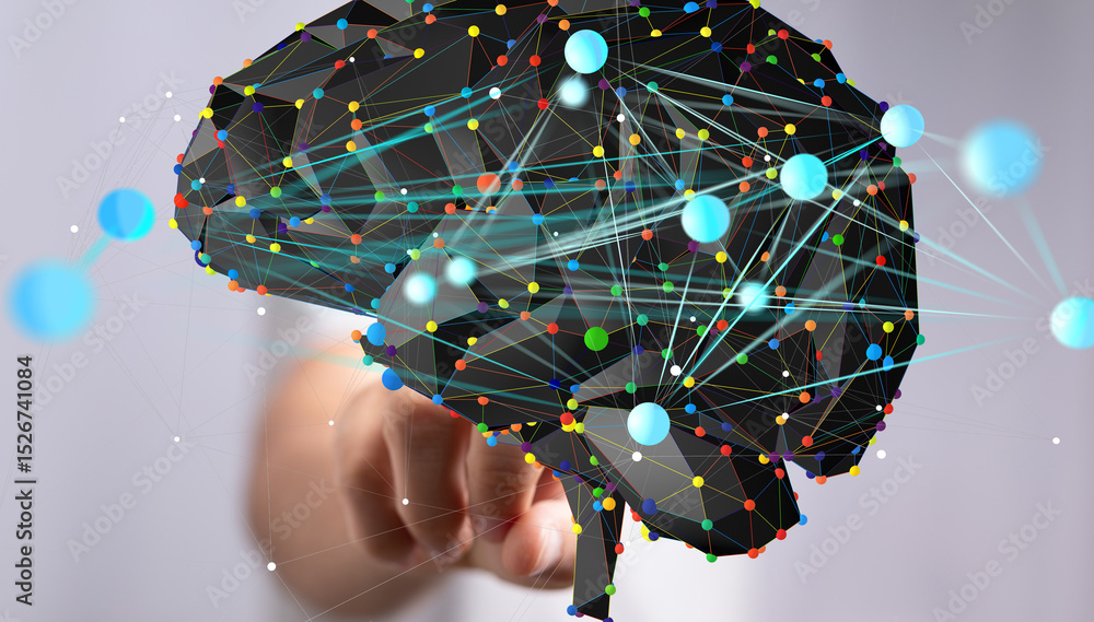 Poster abstract brain image. ai, neural networks, cognitive science, technology, future.