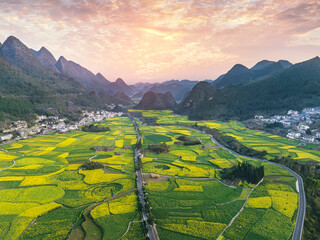beautiful Karst peak forest landform,Mountains and pasture scenery in Wanfenglin,Guizhou province,Southwestern of China.