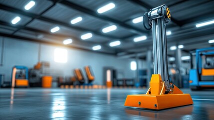 Fototapeta premium Industrial robotic arm in a large factory