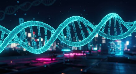 Obraz premium Glowing double helix structure illustration