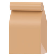 brown paper bag 3d render icon isolated on transparent white background	
