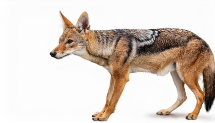 Fototapeta premium Blackbacked Jackal Profile Wild Canine, African Animal, White Background