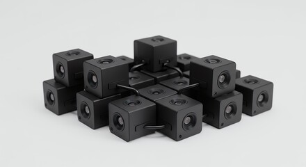 Black cubic objects pile
