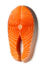 Premium raw salmon steak isolated on white