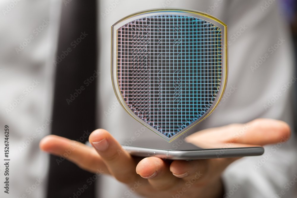 Poster Secure your data with robust mobile security.  Protect against cyber threats.