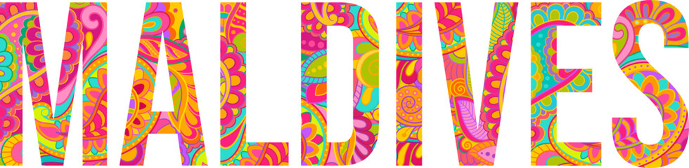 Maldives text vector. Decorative element for travel design