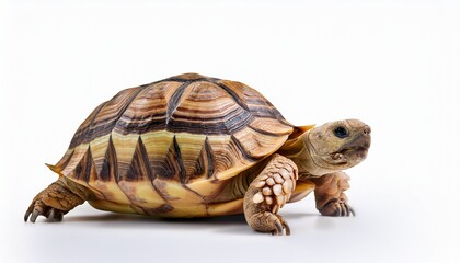 African Tortoise Shell Pattern CloseUp White Background Reptile