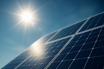 Close-up of Solar Panels Under Bright Sun: Clean Energy, Sustainability and Innovation for a Greener Future