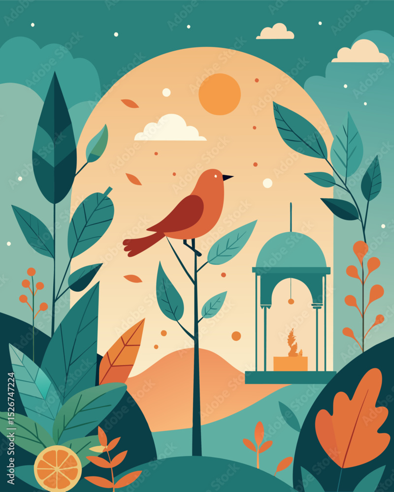 Poster the only sounds are the chirping of birds and the occasional rustle of leaves creating a serene and 