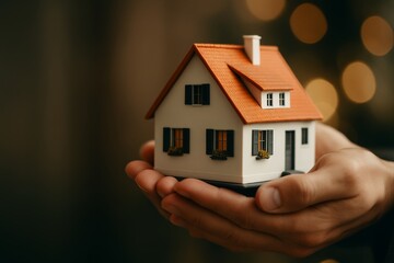 Miniature House in Hands: Symbol of Real Estate, Home Ownership, and Investment Opportunities