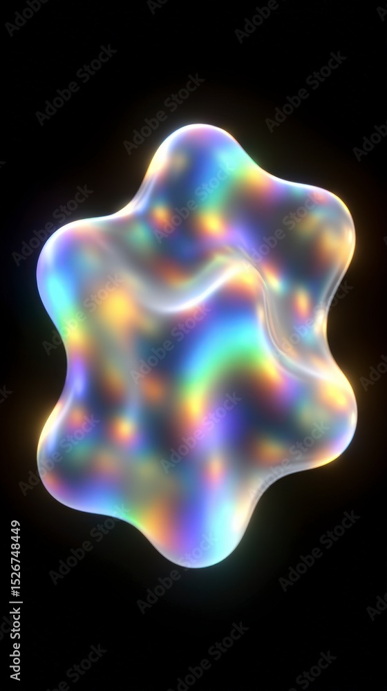 Poster abstract iridescent blob glowing shapes colorful gradient modern design digital art
