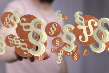 Abstract 3D rendering of paragraph symbols, ideal for legal, justice, and law concepts.