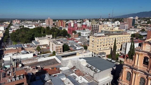 Aerial view of the city of "San Fernando del Valle de Catamarca", in Argentina.