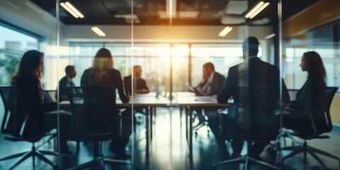 Fototapeta premium Blurred Business Meeting in Modern Office