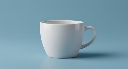 Fototapeta premium Simple White Coffee Cup on a Blue Background