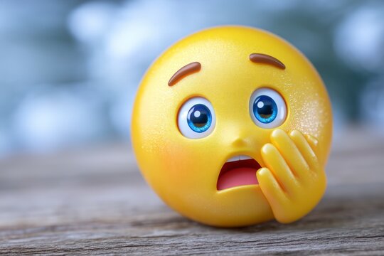 Shocked 3D Emoji Icon  Fear  Surprise  Amazement   Close up