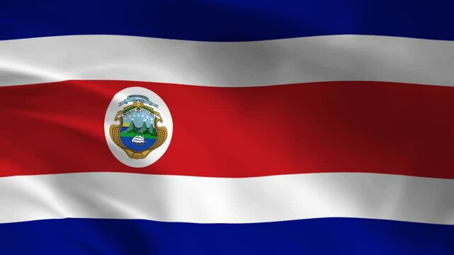 Costa Rica Flag Fullscreen Waving High-quality fullscreen animation of the Costa Rican flag waving. Perfect for patriotic content, national celebrations, and projects related to Costa Rica. Smooth, re