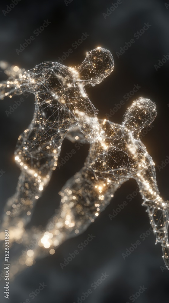 Aufkleber abstract digital humans network connection glowing data futuristic technology