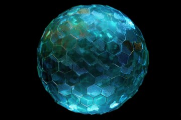 Holographic Globe with Translucent Hexagonal Pattern and Light Effects