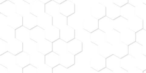 Fototapeta premium Minimal white hexagonal hexagon modern technology creative emboss light honeycomb polygonal web. abstract geometric science and mosaic tile with template texture background. 