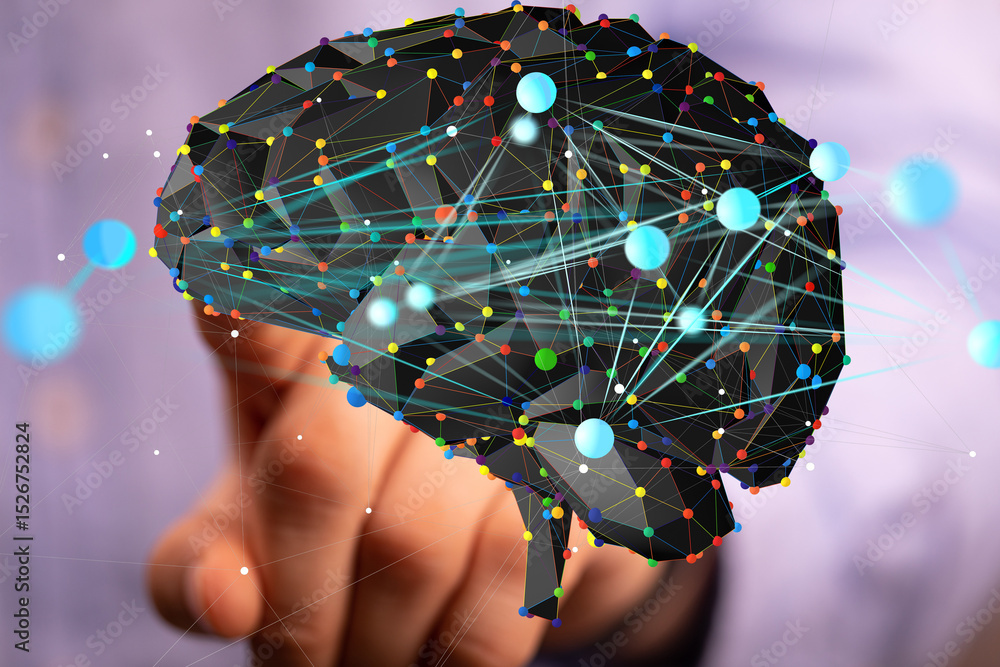 Leinwandbilder Abstract image of a brain network, ideal for AI, technology, and neural network concepts.
