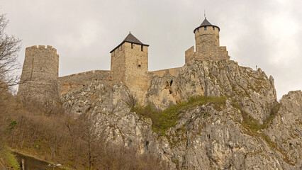 Walls and Towers Stone Medieval Fortress Golubac Historic Landmark Serbia Spring Day