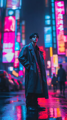 Obraz premium Stylish Man in City at Night