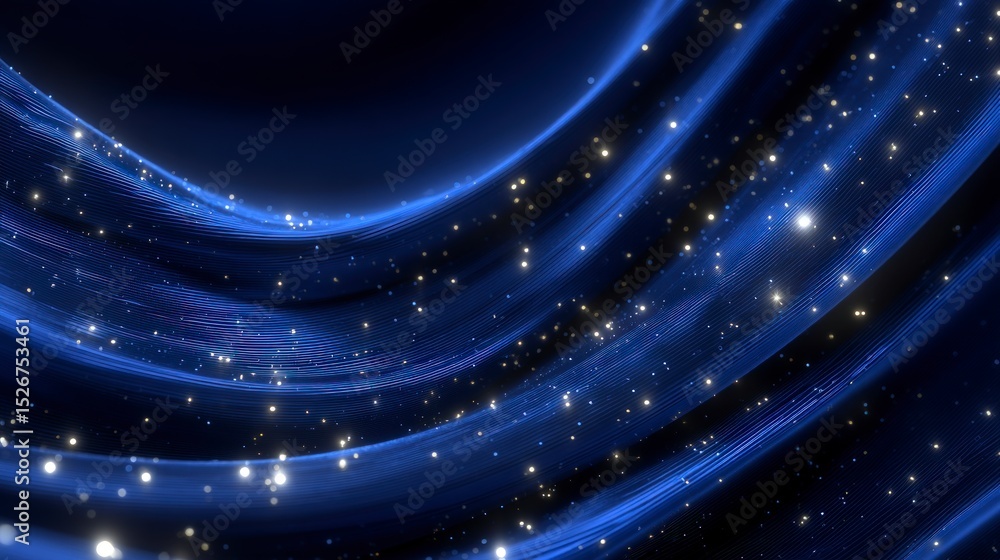 Poster futuristic blue abstract background glowing waves shiny particles dynamic design