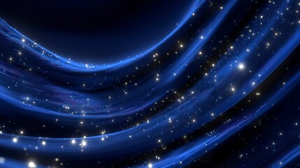 Obraz premium Futuristic Blue Abstract Background Glowing Waves Shiny Particles Dynamic Design