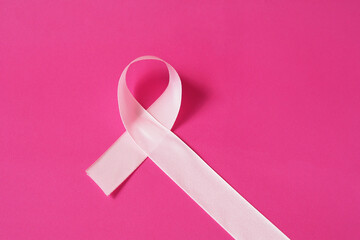 healthcare and medicine concept. pink breast cancer awareness ribbon.