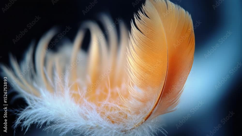 Poster close-up shot of a feather on a dark background, suitable for use in editorial or design projects.