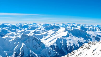 Majestic Winter Mountain Range Panoramic View of Snow-Covered Peaks