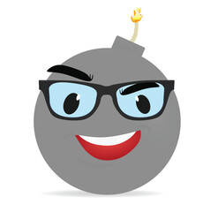 Grey  bomb character. vector illustration