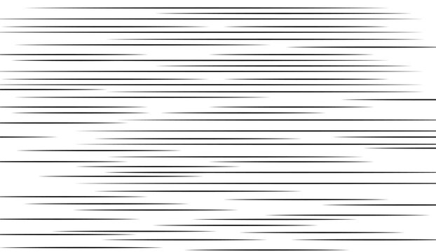 Comic strip horizontal motion lines. Anime comics book hero speed or fight action texture rays. Manga superhero cartoon explosions drawing background. Vector illustration.