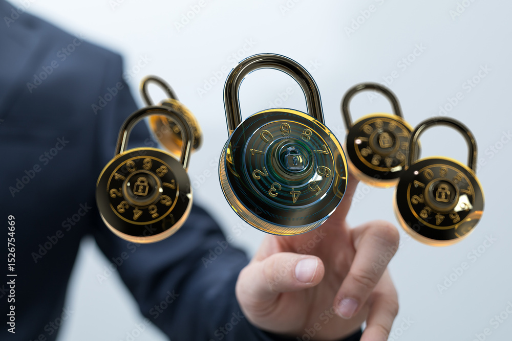 Poster safeguard your information with strong passwords and robust cybersecurity. protect against online th