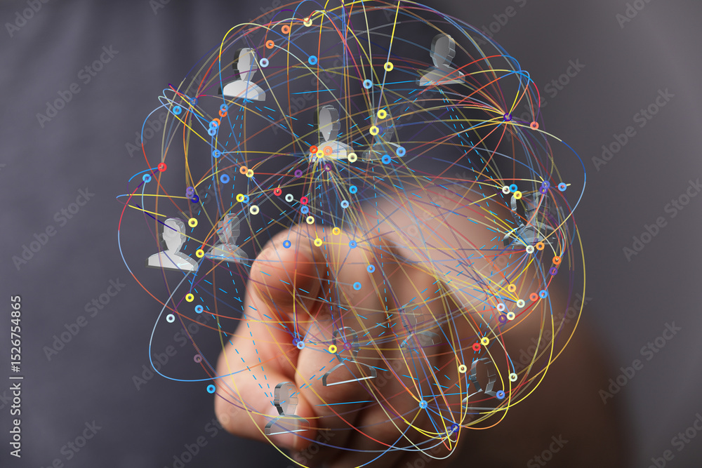 Aufkleber Abstract image of a network connection representing teamwork, collaboration, and global business.