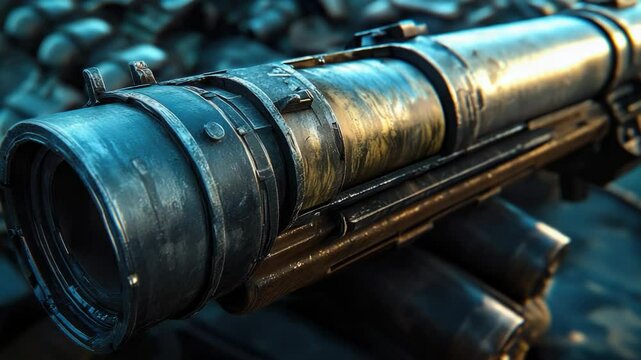A close-up shot of a gun amidst a pile of rocks, great for scenes where characters are preparing for action or using their surroundings for protection.
