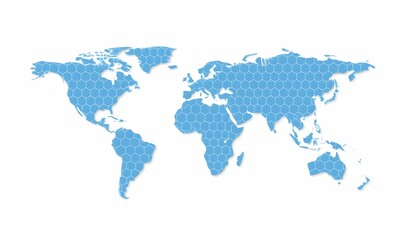 World Map Hexagon Pattern Global Connectivity Illustration