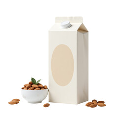 Creamy almond milk carton mockup. Minimalist design, perfect for vegan food brands, health & wellness websites, or packaging design projects. Ideal for advertising and marketing campaigns.