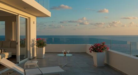 Luxury oceanfront penthouse balcony