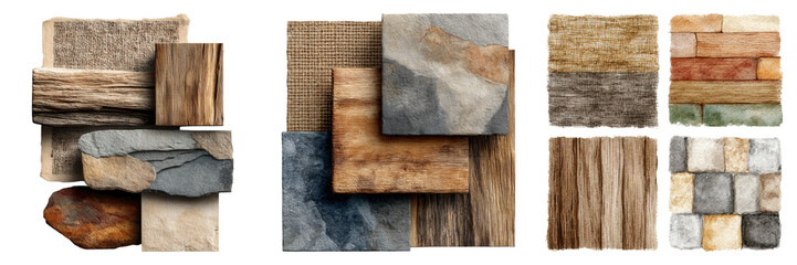 Watercolor Mockup of Natural Interior Textures and Materials