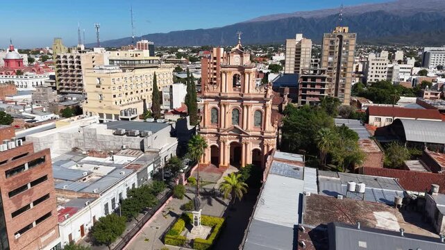 Aerial view of the Church and Convent of "San Francisco" in Catamarca, Argentina.