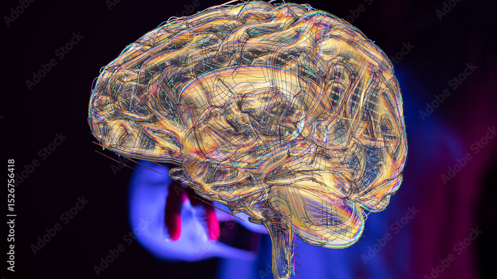 Aufkleber Stunning abstract image of a brain, showcasing complex neural pathways. Ideal for AI, neuroscience, and technology concepts.