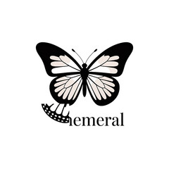 Fototapeta premium Ephemeral butterfly logo design black and white