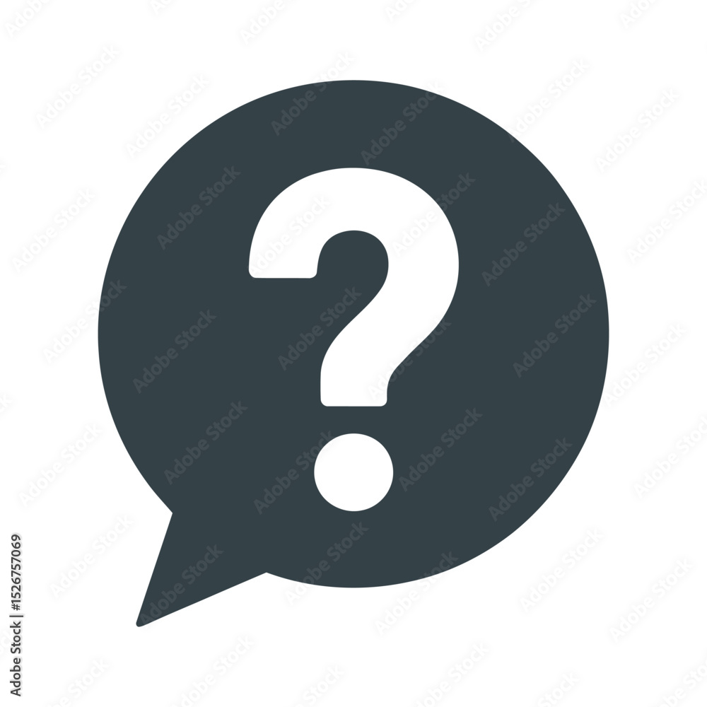 Poster question mark in speech bubble icon symbolizing inquiry uncertainty and seeking answers for communic
