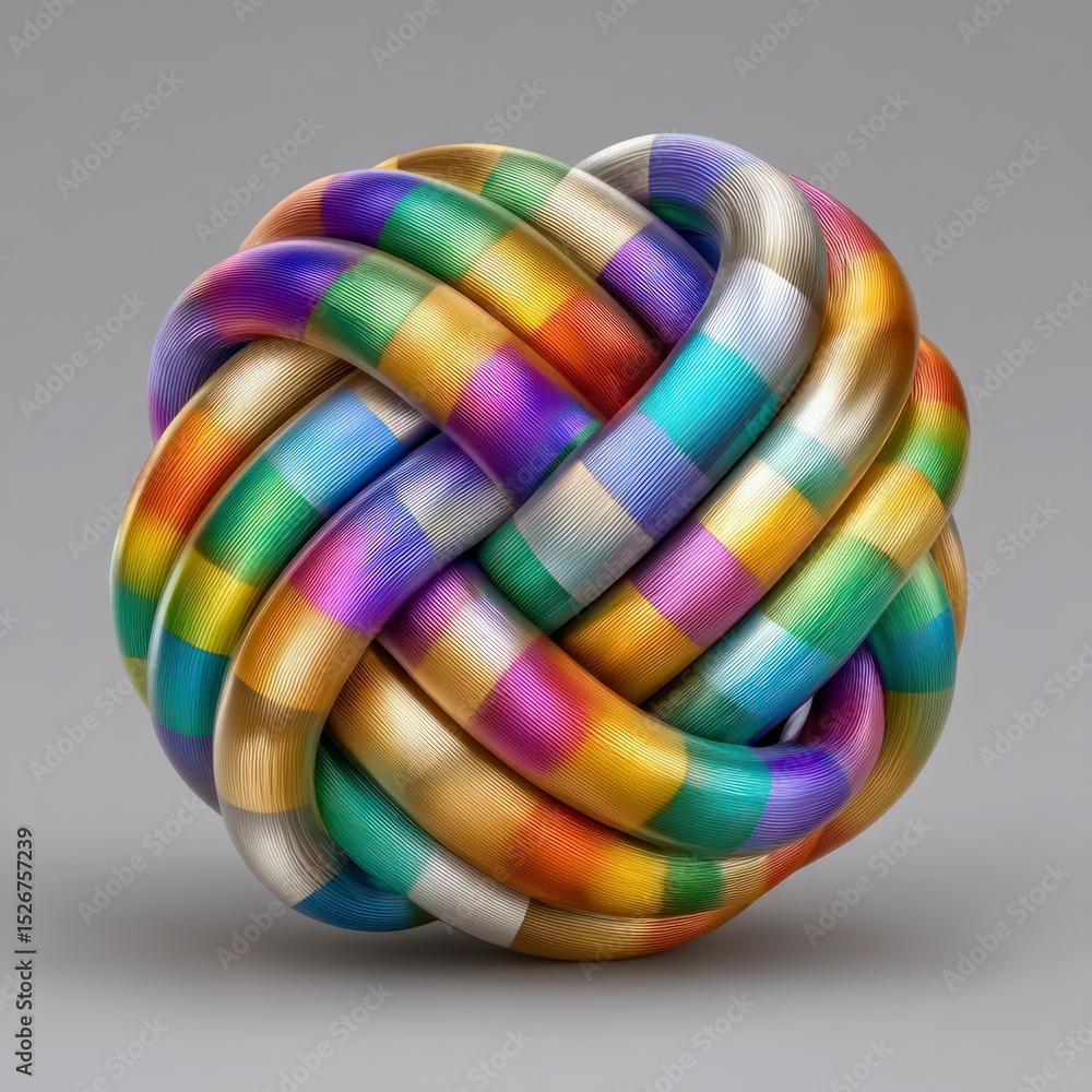 Aufkleber abstract multicolored knot 3d rendered ribbon sphere modern design element