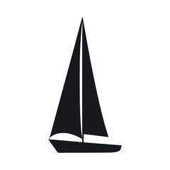 Simple Black Silhouette of a Sailboat on White Background Perfect for Nautical Designs and Minimalist Projects or Summer Vacation